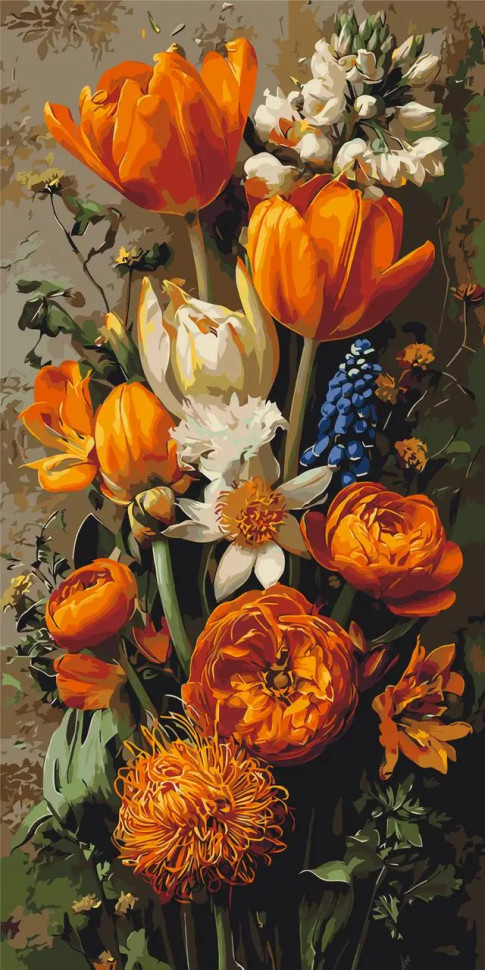 Картина по номерам Цветы. Весенние тюльпаны © 40*80 см Оригами LW 5253