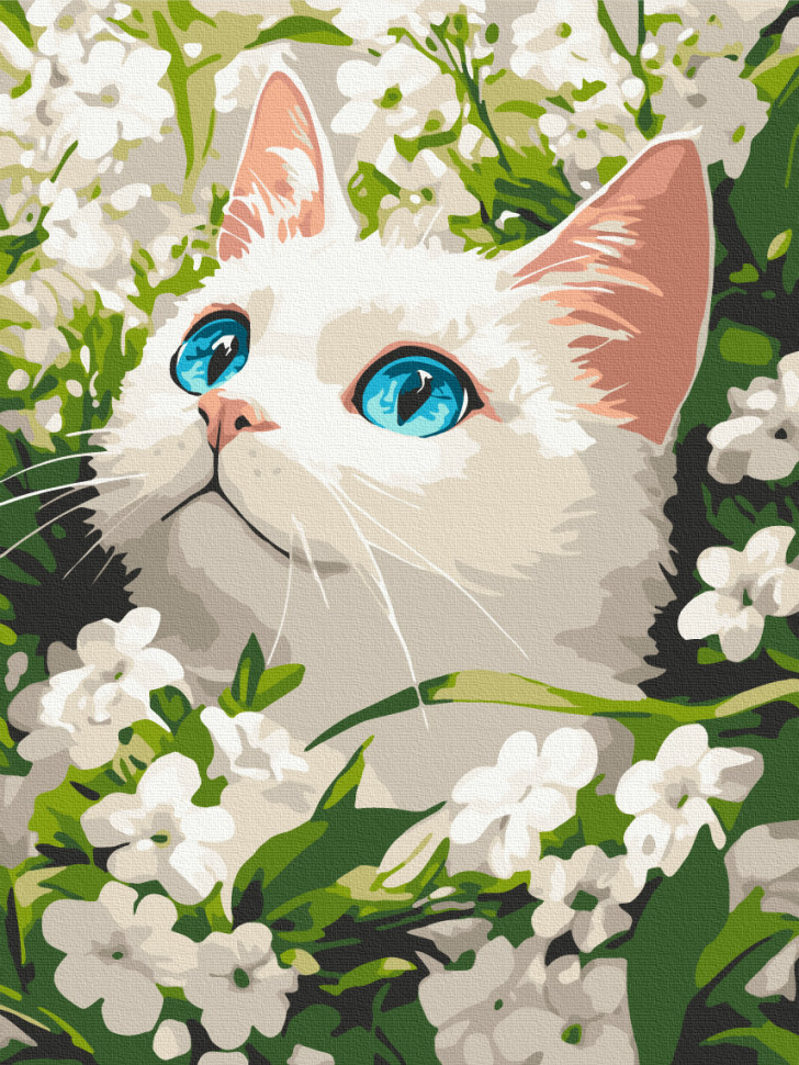 Картина по номерам. Животные. (Весенний кот) (артикул KBS0191) размер 30x40 см.