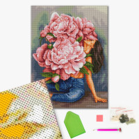 Алмазная мозаика Водоворот пионов (DBS1064) Brushme 40х50 см