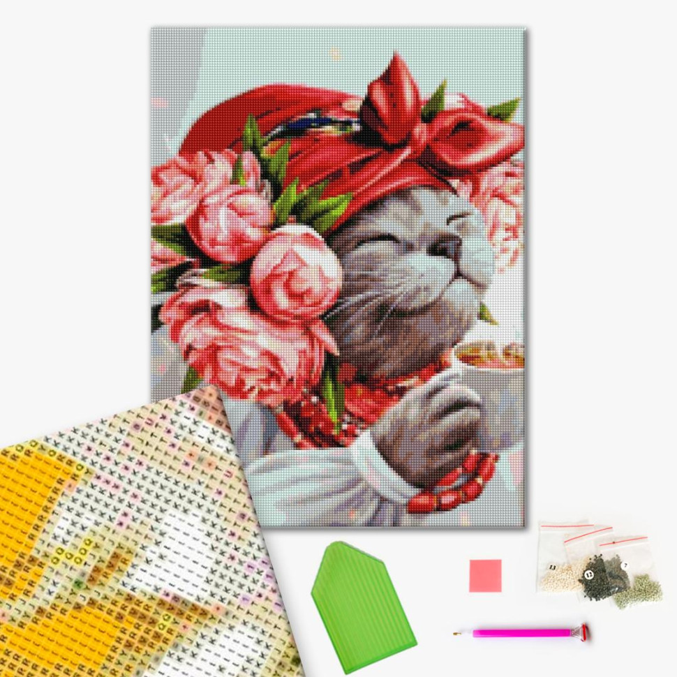 Алмазная мозаика Кошка хозяйка (DBS1036) Brushme 40х50 см