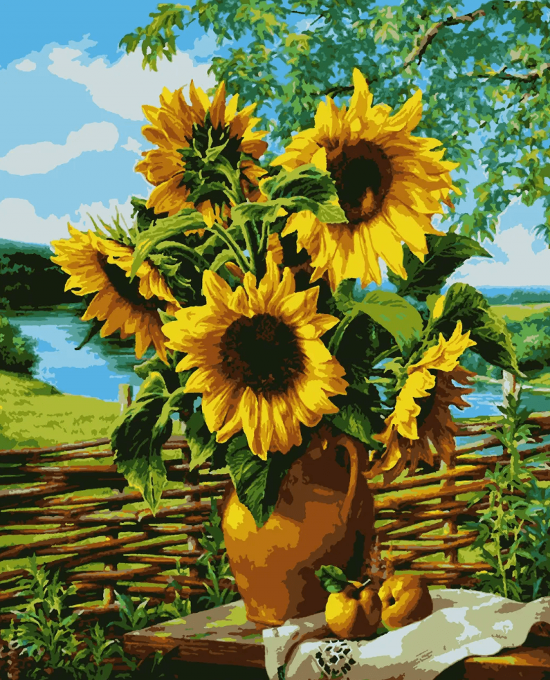 Картины по номерам Букет подсолнухов (PNX6407) Artissimo 50*60 см
