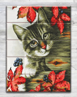 Картина по номерам на дереве Кот (ASW148) 30*40 см