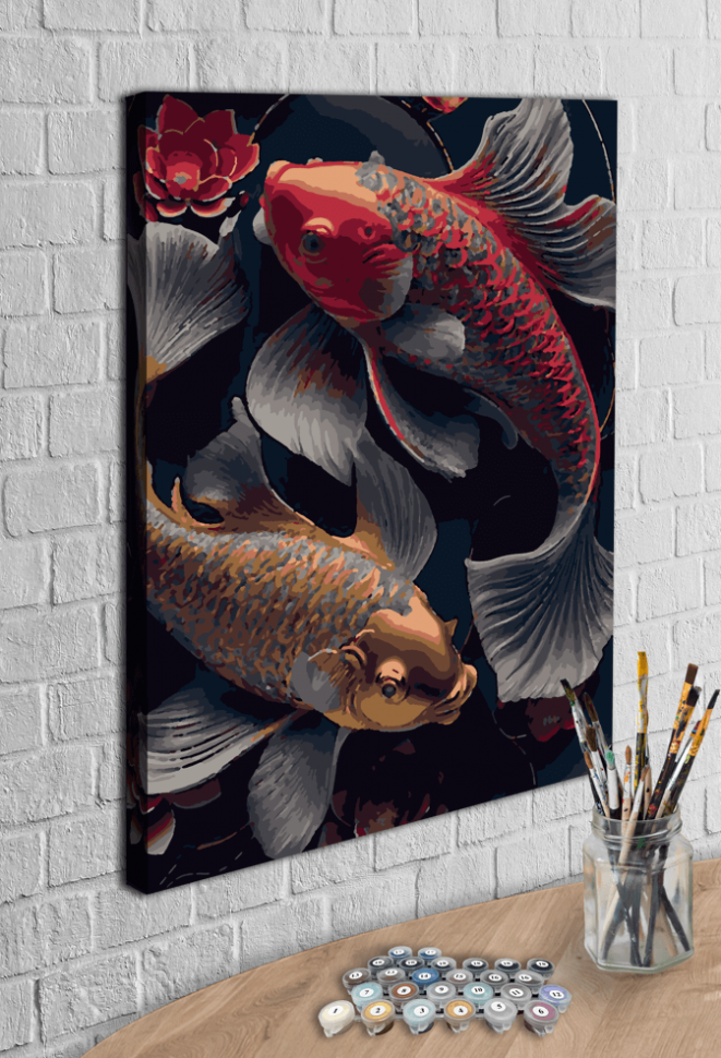 Картина по номерам с красками металлик Рыбки (АМ-0549) 40*50 см