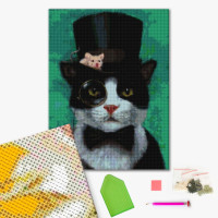 Алмазна мозаїка Котик джентльмен (DBS1207) Brushme 40х50 см