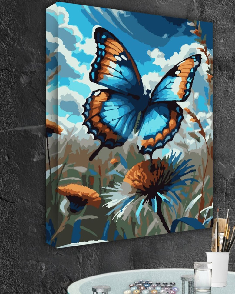 Картина за номерами з фарбами металік Метелик у полі (АМ-0793) 40*50 см