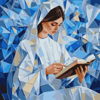 Картина по номерам Люди. Девушка с книгой 40*40 см Идейка KHO 8570