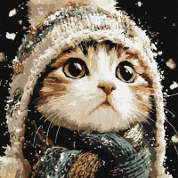 Картина по номерам Снежный котик животные новогодний сюжет 40*40 см Идейка KHO 6847