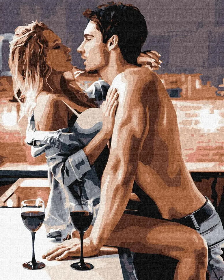 Картина по номерам Люди. Страстный завтрак. 18+ 40*50 см Идейка KHO 8520