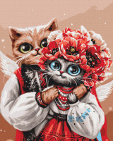 Картина за номерами. (Котики янголятка) (артикул BS54142) розмір 40x50 см.