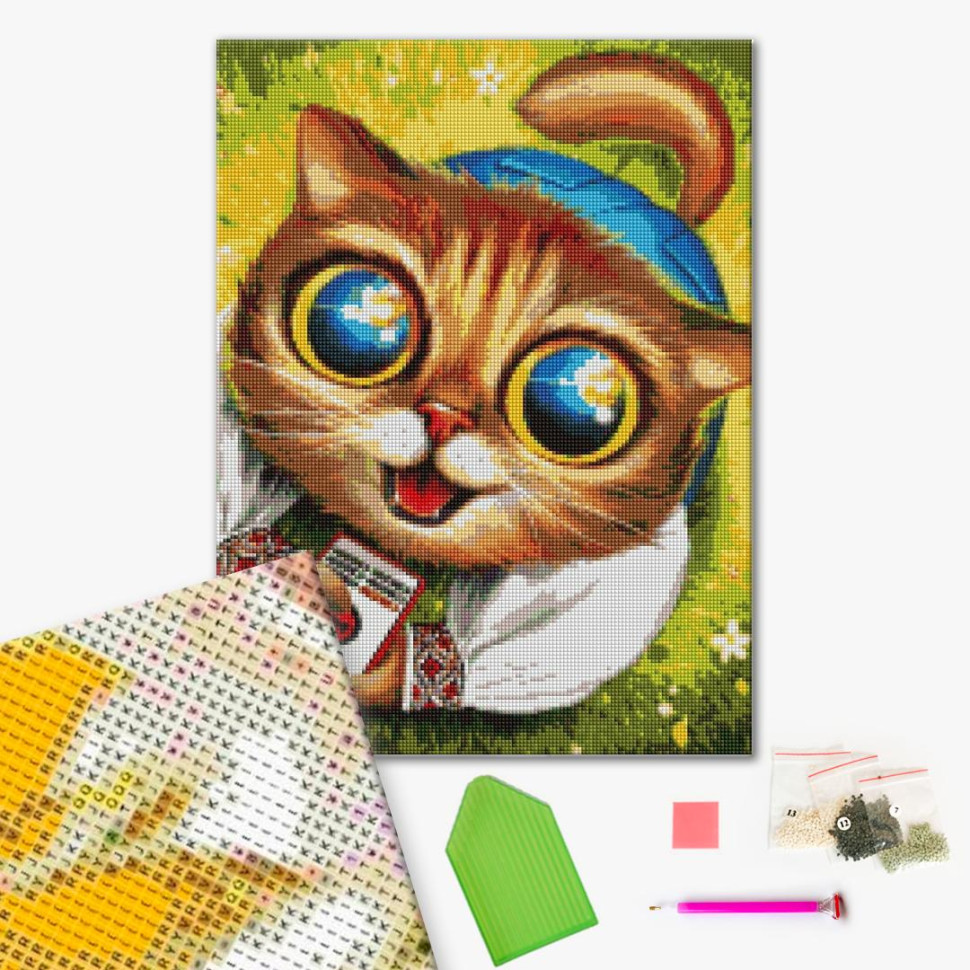 Алмазная мозаика Котик из ПВО (DBS1123) Brushme 40х50 см