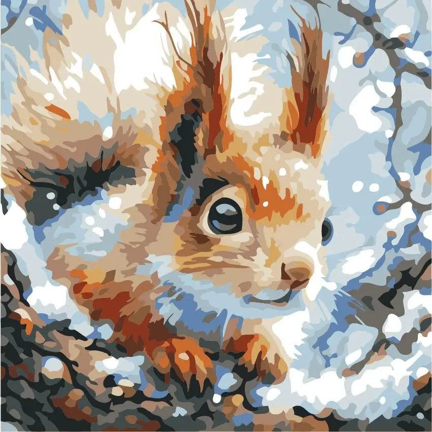 Картина за номерами. (Білочка) (артикул AS2152) розмір 30x30 см.