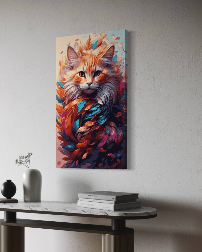 Картина по номерам с красками металлик (Красочный Кот) (на 3D подрамнике) (RM-0834) 40*70 см Картина по номерам с красками металлик (Красочный Кот) (на 3D подрамнике) (RM-0834) 40*70 см