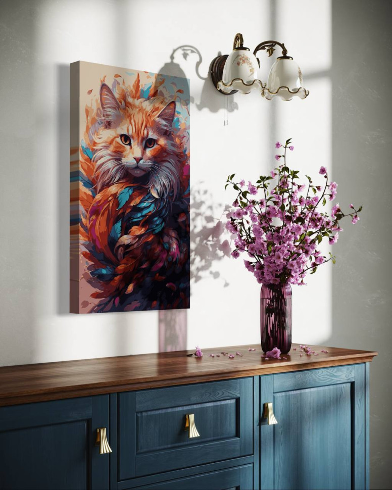 Картина по номерам с красками металлик (Красочный Кот) (на 3D подрамнике) (RM-0834) 40*70 см Картина по номерам с красками металлик (Красочный Кот) (на 3D подрамнике) (RM-0834) 40*70 см