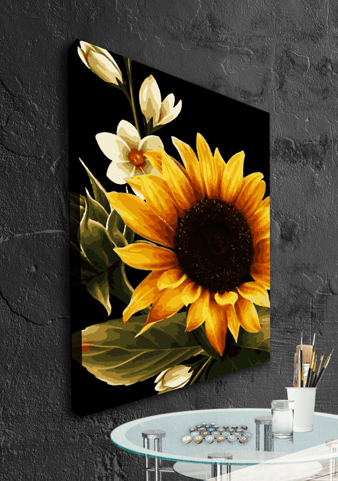 Картина по номерам с красками металлик Подсолнух (АМ-0685-BIG) 60*80 см