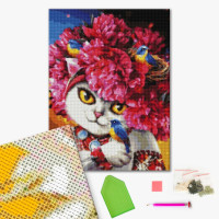 Алмазная мозаика Цветущая кошка (DBS1035) Brushme 40х50 см