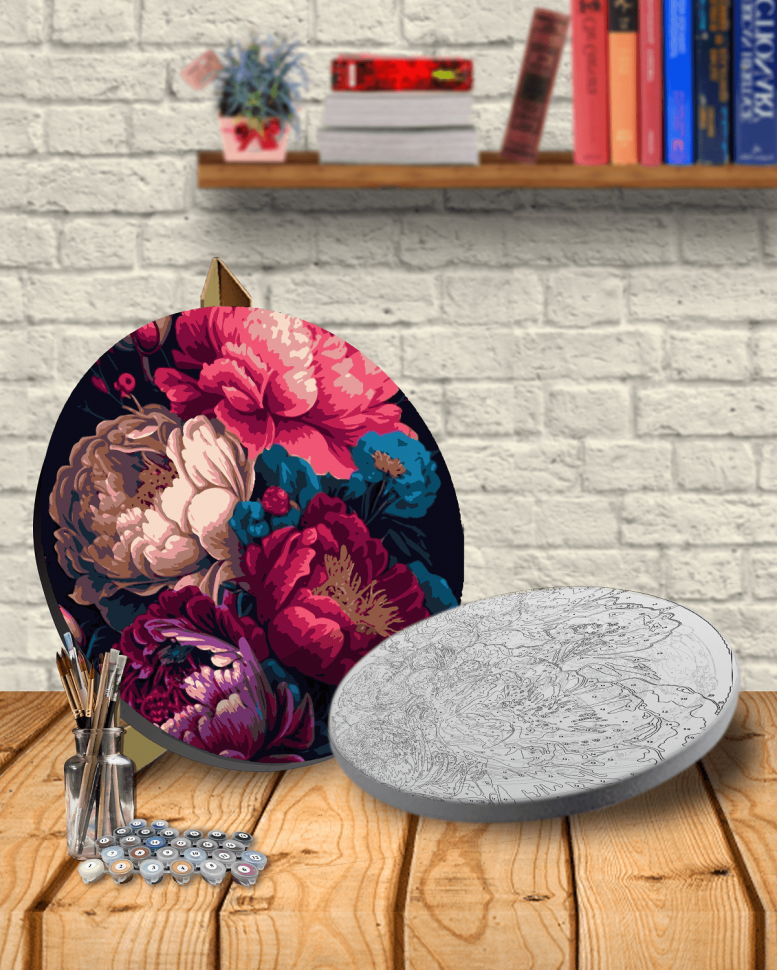 Картина по номерам с красками металлик Пионы (АМ-0651-BIG) 50*50 см