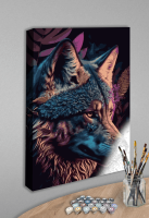 Картина по номерам с красками металлик Хищный волк (АМ-0568-BIG) 60*80 см