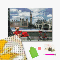 Алмазная мозаика Мишка-путешественник в Лондоне (GF5440) Brushme 40х50 см