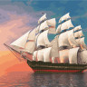 Алмазная мозаика картина-раскраска Парусник на рассвете (GZS1190) Brushme 40x50 см