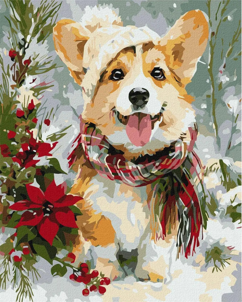 Картина по номерам Животные. Счастливые корги 40*50 см Идейка KHO 6855