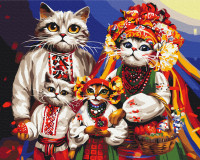 Картина за номерами Котяча сім'я (BS53872) Brushme 40x50 см