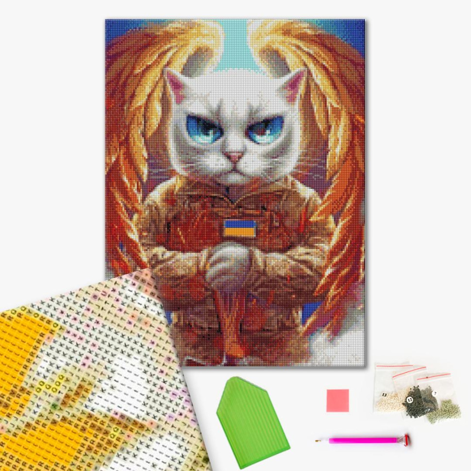 Алмазная мозаика Котик Ангел (DBS1121) Brushme 40х50 см