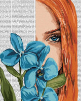 Картина по номерам Люди. Поэзия. Девушка с голубой орхидеей 40*50 см Идейка KHO 8583