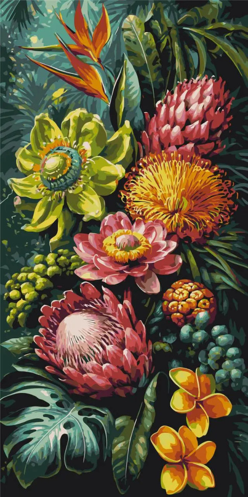 Картина по номерам Цветы. Тропическая симфония © 40*80 см Оригами LW 5251