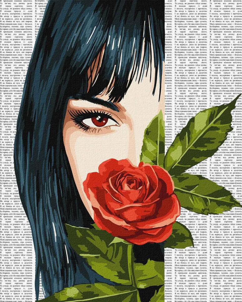 Картина по номерам Люди. Поэзия. Девушка с розой 40*50 см Идейка KHO 8610