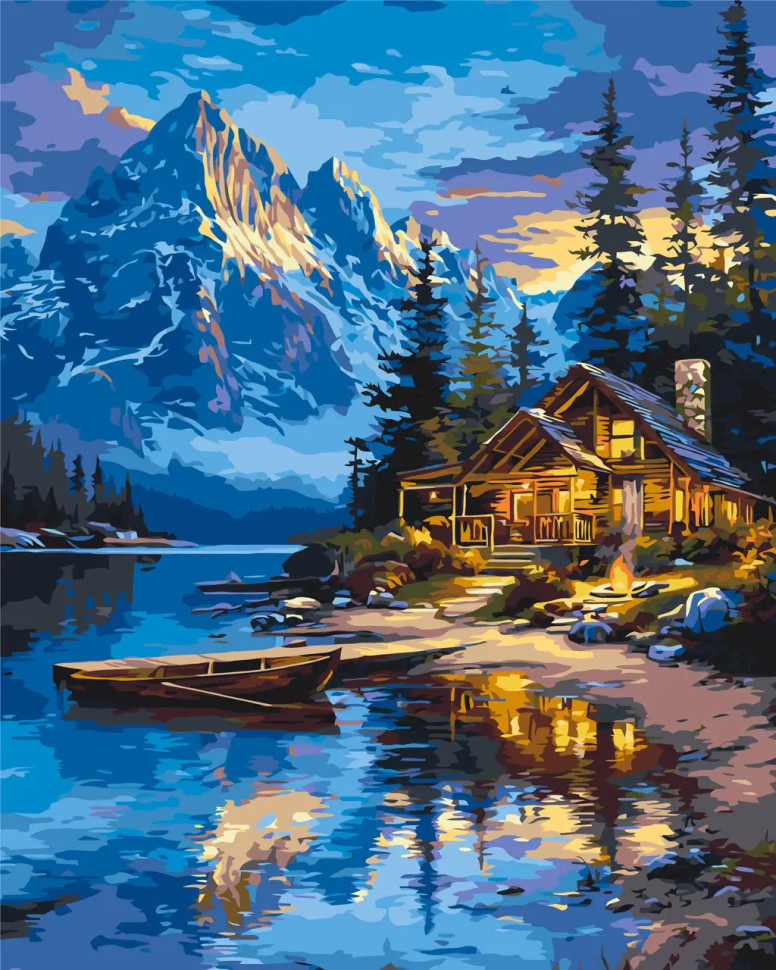 Картина по номерам Пейзаж. Дом возле озера © 40*50 см Оригами LW 3207-01