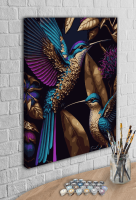 Картина по номерам с красками металлик Колибри (АМ-0528м-BIG) 60*80 см
