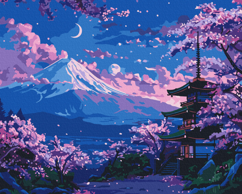 Картина за номерами Храм біля гори Фудзі (BS54020) Brushme 40x50 см