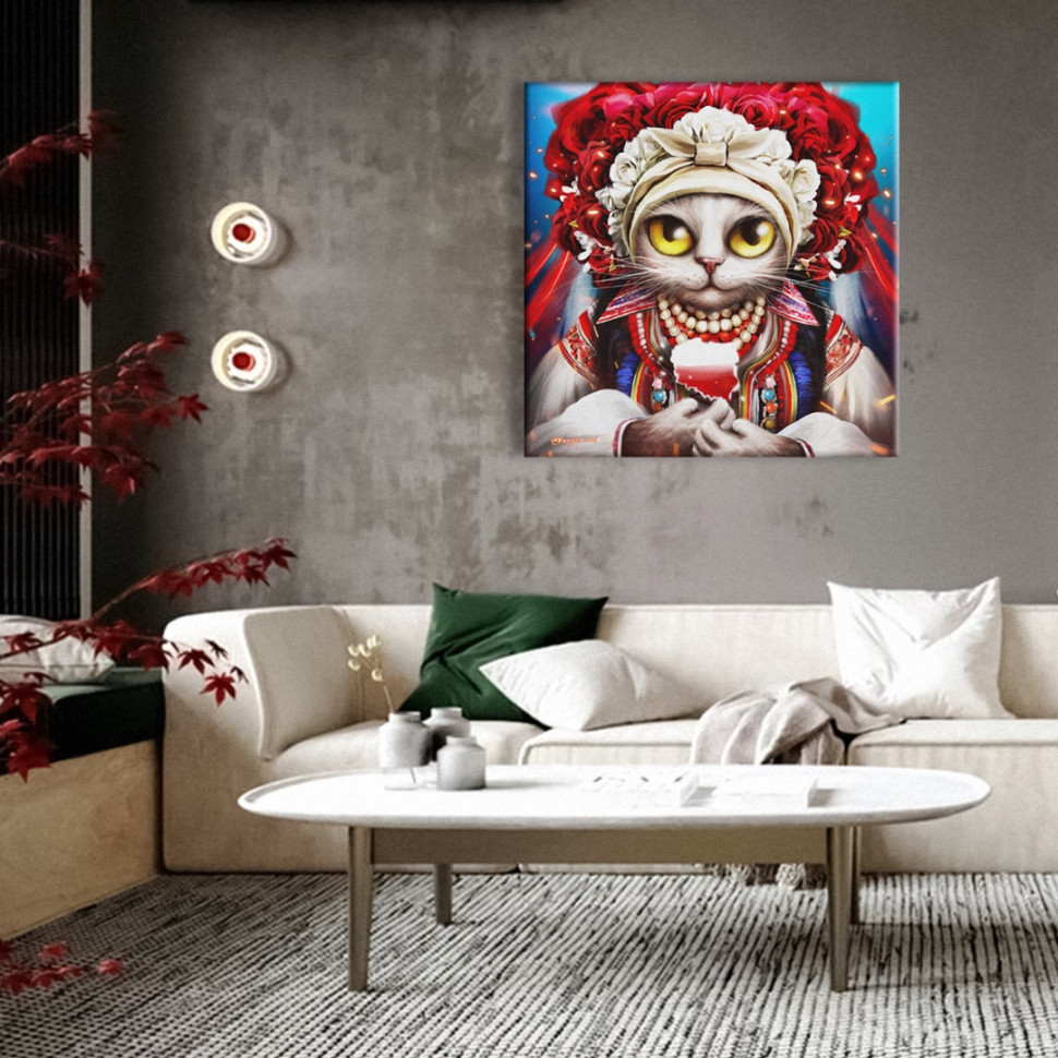 Постер на полотні - Киця-полька (готова картина) 50x50 см (CN53261L)