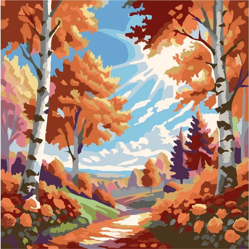 Картина по номерам. (Тропа в роще) (артикул AS2126) размер 30x30 см.