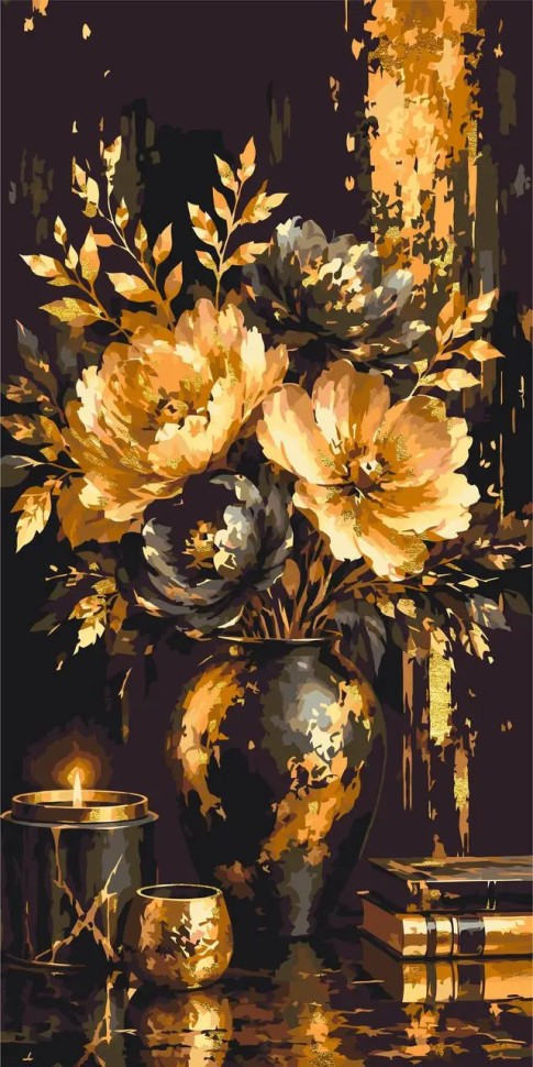 Картина по номерам Цветы. Сияние нежных пионов © 40*80 см Оригами LW 5133-01