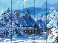 Картина по номерам на дереве Зимний пейзаж (ASW218) 30*40 см